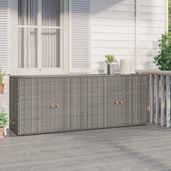 ARDEBO.de - Gartenschrank Grau 198x55,5x80 cm Poly Rattan