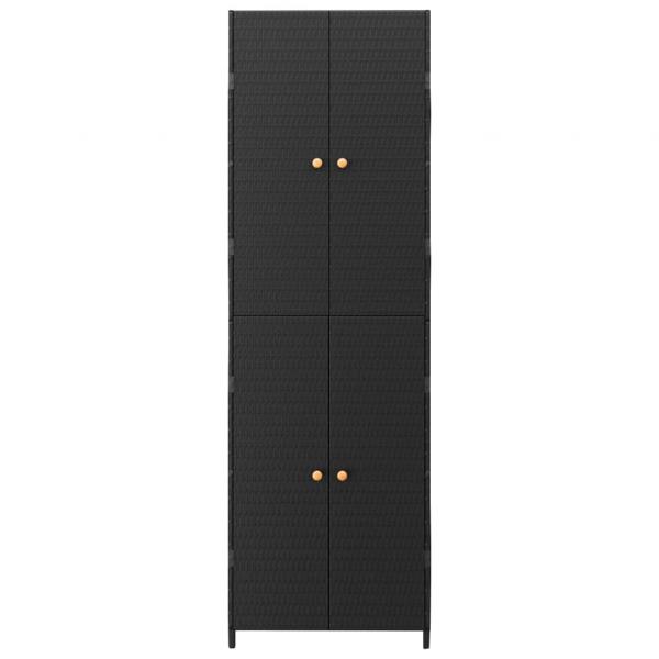 Gartenschrank Schwarz 59x40x180 cm Poly Rattan