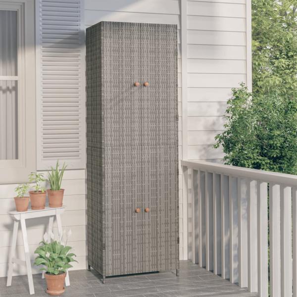 ARDEBO.de - Gartenschrank Grau 59x40x180 cm Poly Rattan