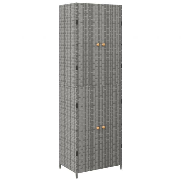 Gartenschrank Grau 59x40x180 cm Poly Rattan