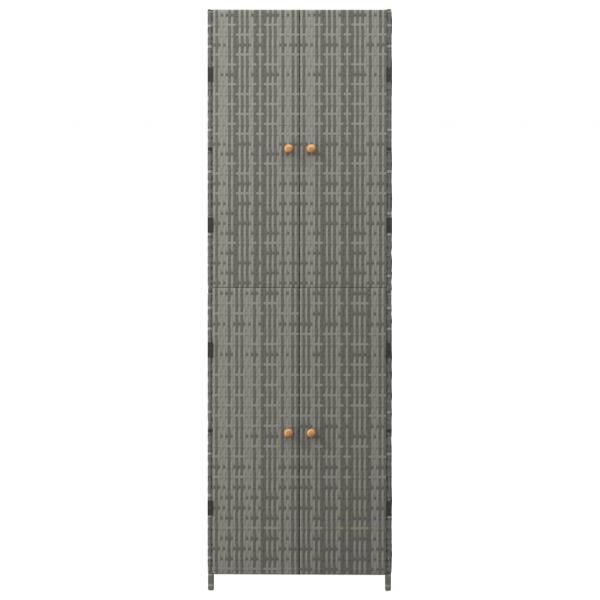 Gartenschrank Grau 59x40x180 cm Poly Rattan