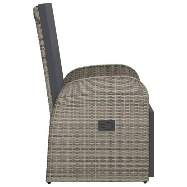 Garten-Liegestühle mit Kissen 2 Stk. Grau Poly Rattan