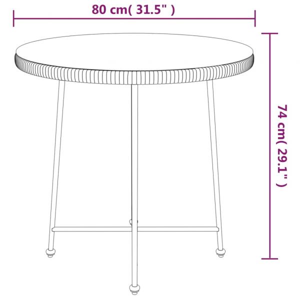 Esstisch Schwarz Ø80 cm Hartglas und Stahl