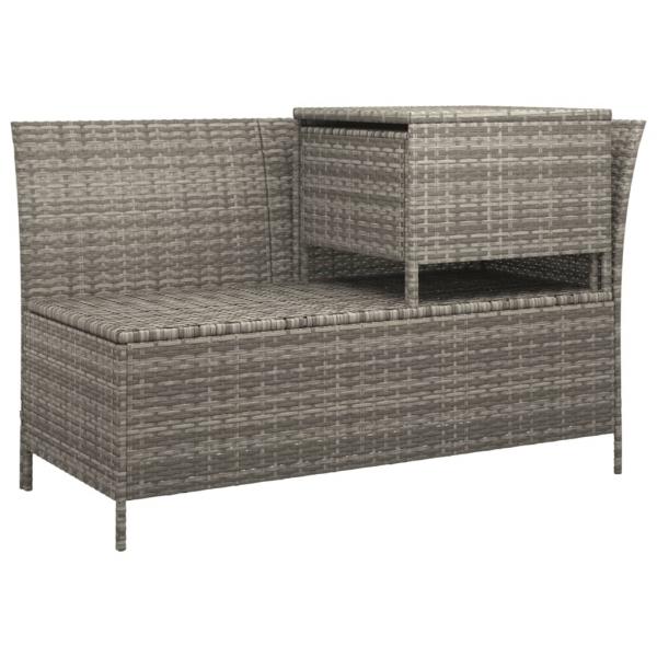 3-tlg. Garten-Lounge-Set mit Kissen Grau Poly Rattan