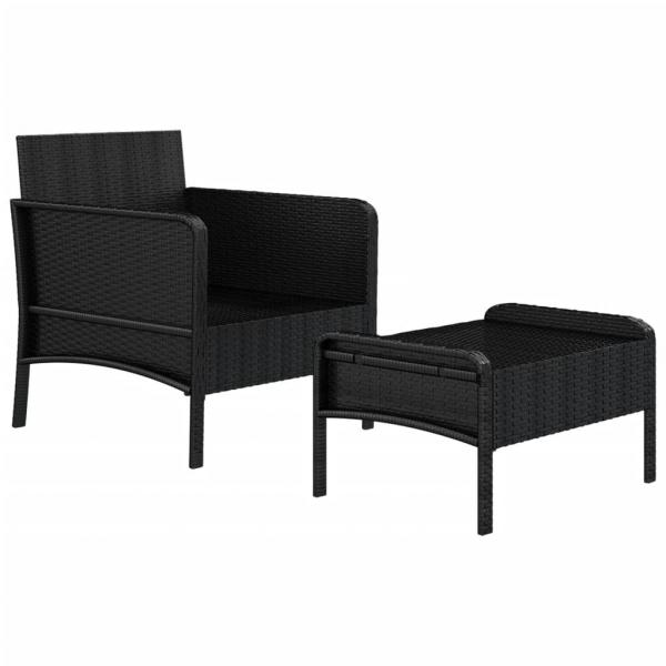 2-tlg. Garten-Lounge-Set mit Kissen Schwarz Poly Rattan