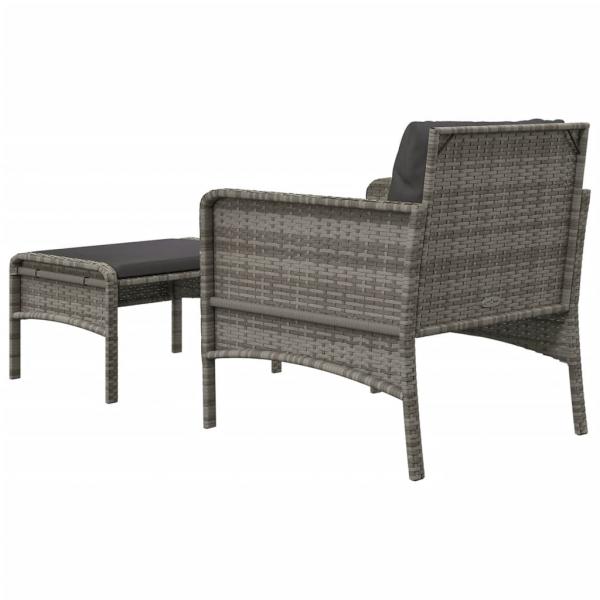 2-tlg. Garten-Lounge-Set mit Kissen Grau Poly Rattan