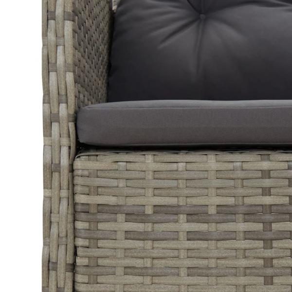 2-tlg. Garten-Lounge-Set mit Kissen Grau Poly Rattan