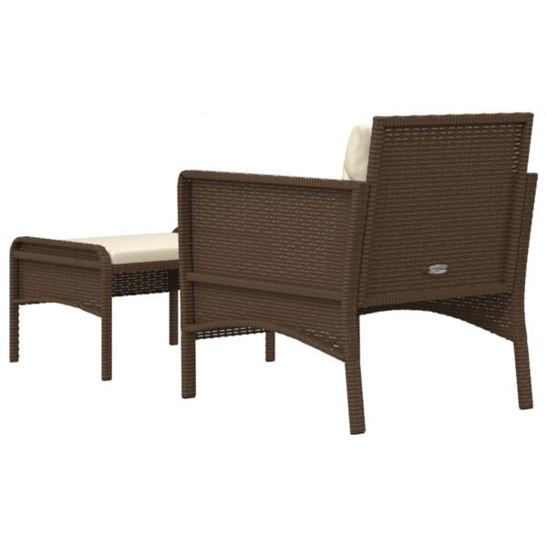 2-tlg. Garten-Lounge-Set mit Kissen Braun Poly Rattan