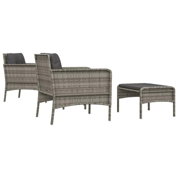 5-tlg. Garten-Lounge-Set mit Kissen Grau Poly Rattan