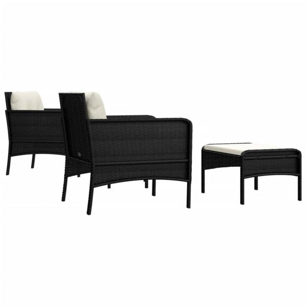 5-tlg. Garten-Lounge-Set mit Kissen Schwarz Poly Rattan