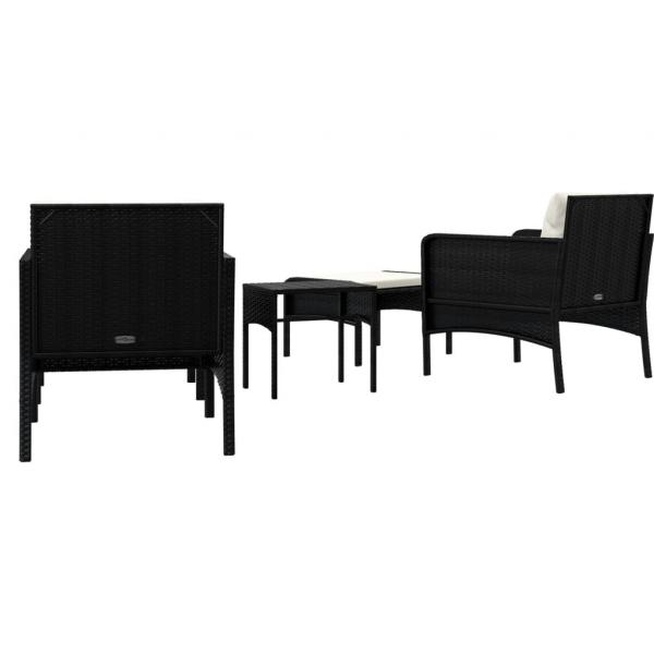 5-tlg. Garten-Lounge-Set mit Kissen Schwarz Poly Rattan