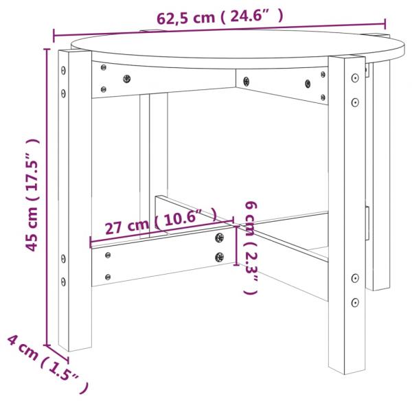 Couchtisch Ø 62,5x45 cm Massivholz Kiefer