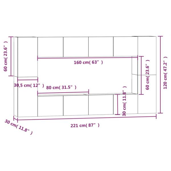 8-tlg. TV-Schrank-Set Schwarz Holzwerkstoff