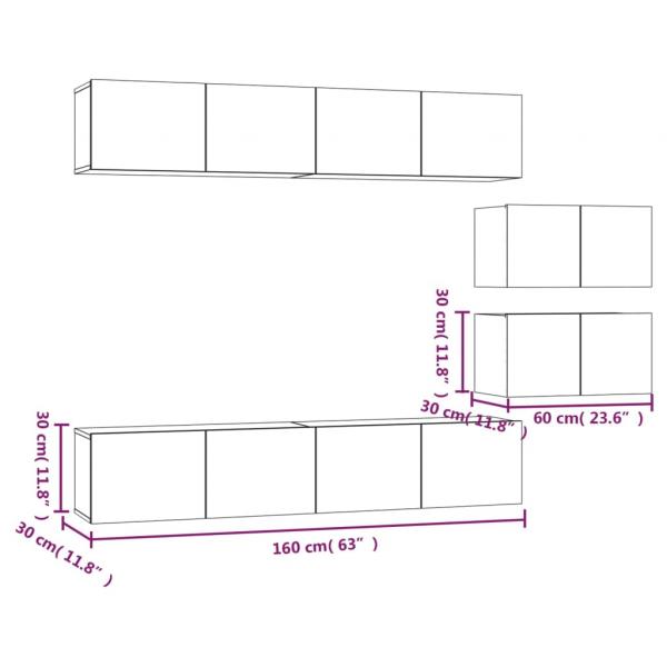 6-tlg. TV-Schrank-Set Schwarz Holzwerkstoff