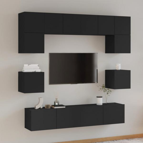 ARDEBO.de - 8-tlg. TV-Schrank-Set Schwarz Holzwerkstoff