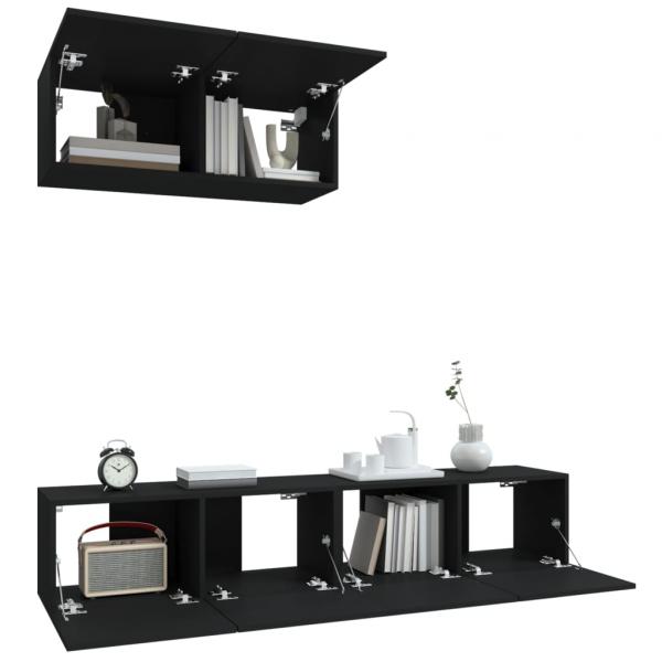 3-tlg. TV-Schrank-Set Schwarz Holzwerkstoff