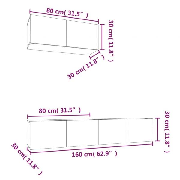 3-tlg. TV-Schrank-Set Schwarz Holzwerkstoff