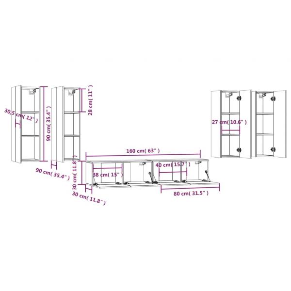 6-tlg. TV-Schrank-Set Schwarz Holzwerkstoff