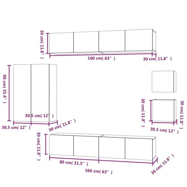 8-tlg. TV-Schrank-Set Schwarz Holzwerkstoff