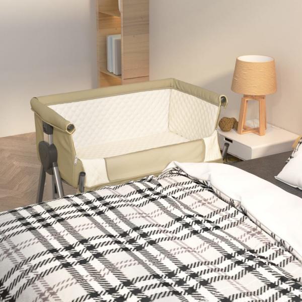 ARDEBO.de - Babybett mit Matratze Taupe Leinenstoff