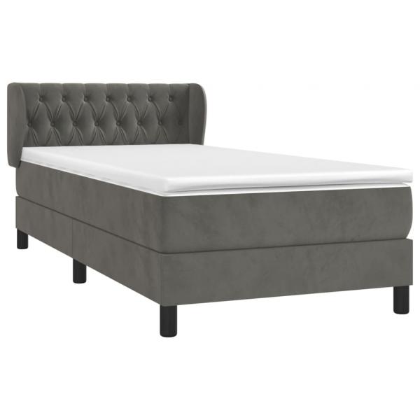 Boxspringbett mit Matratze Dunkelgrau 90x190 cm Samt