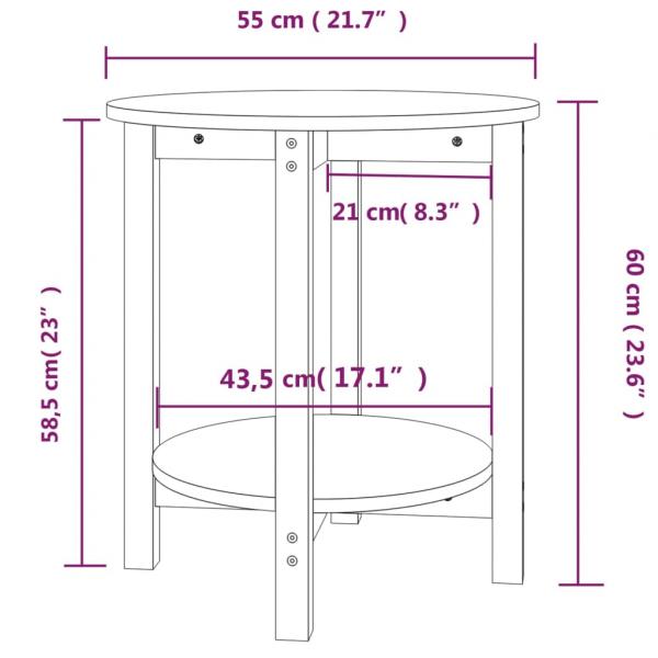 Couchtisch Ø 55x60 cm Massivholz Kiefer