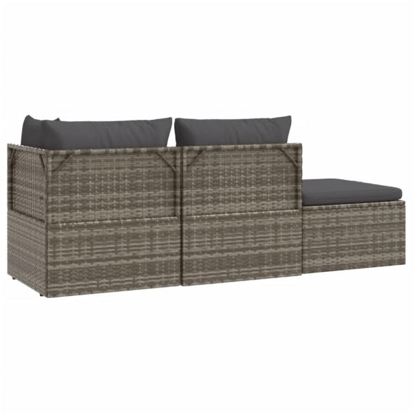 4-tlg. Garten-Lounge-Set mit Kissen Grau Poly Rattan