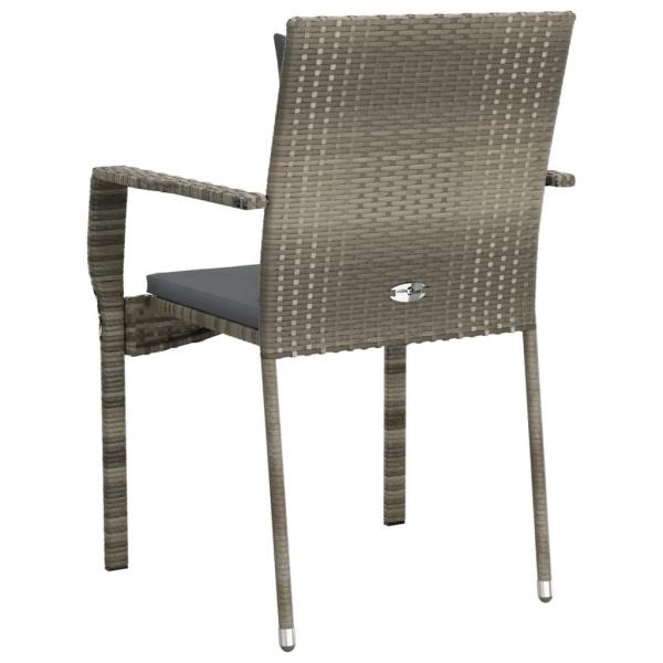 Gartenstühle mit Kissen 2 Stk. Poly Rattan Grau