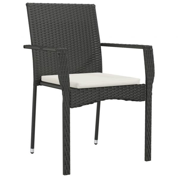 Gartenstühle mit Kissen 4 Stk. Poly Rattan Schwarz