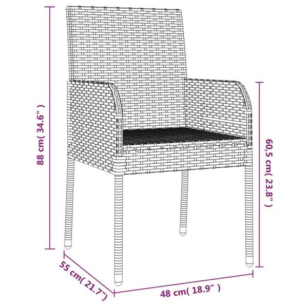 Gartenstühle mit Kissen 4 Stk. Poly Rattan Schwarz