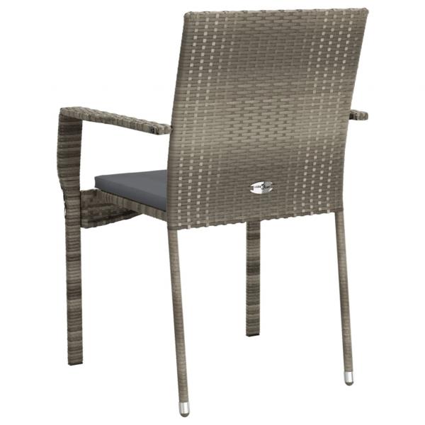 Gartenstühle mit Kissen 2 Stk. Poly Rattan Grau