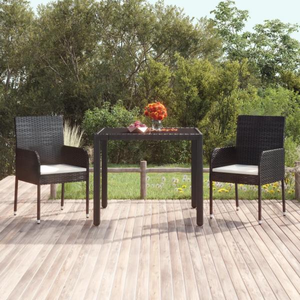 ARDEBO.de - Gartenstühle mit Kissen 2 Stk. Poly Rattan Schwarz