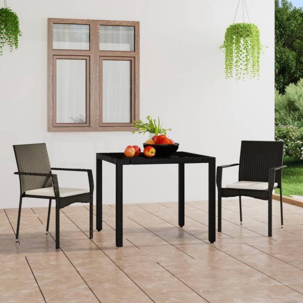 ARDEBO.de - Gartenstühle mit Kissen 2 Stk. Poly Rattan Schwarz