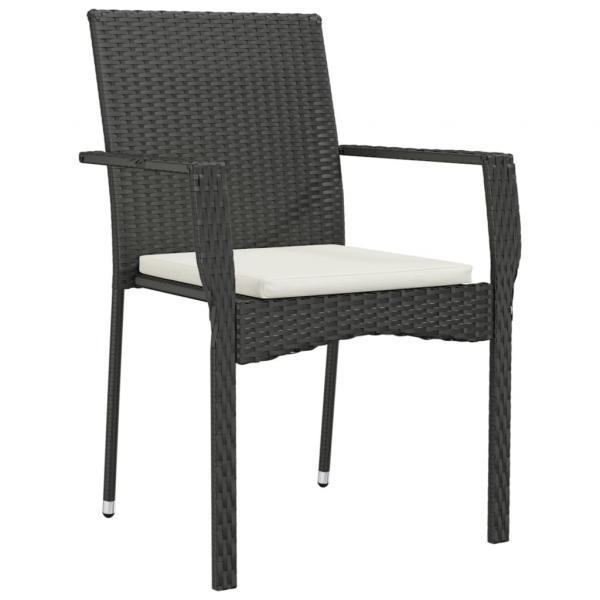 Gartenstühle mit Kissen 2 Stk. Poly Rattan Schwarz