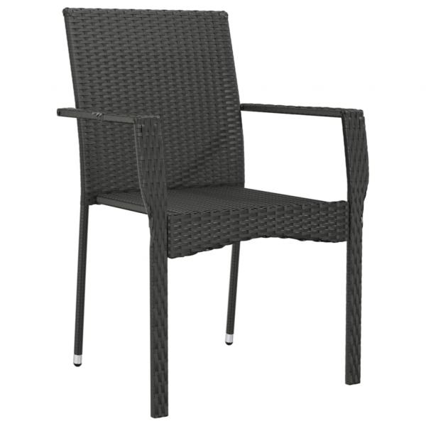 Gartenstühle mit Kissen 2 Stk. Poly Rattan Schwarz