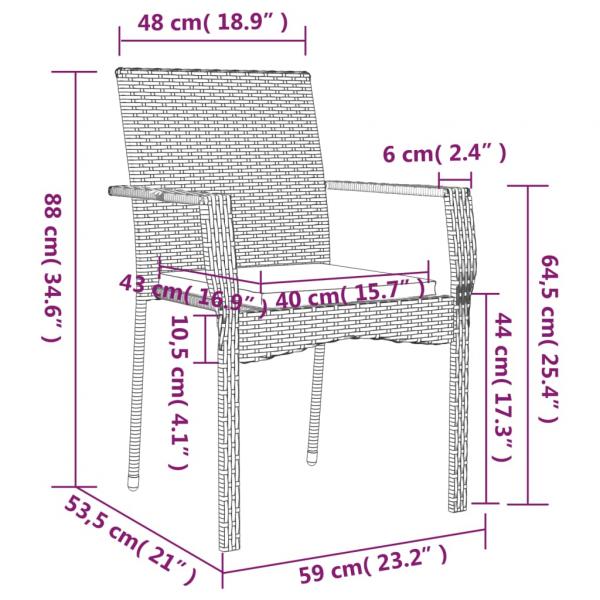 Gartenstühle mit Kissen 2 Stk. Poly Rattan Schwarz