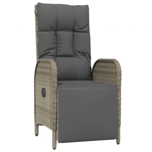 Garten-Relaxstühle 2 Stk. mit Tisch Grau Poly Rattan