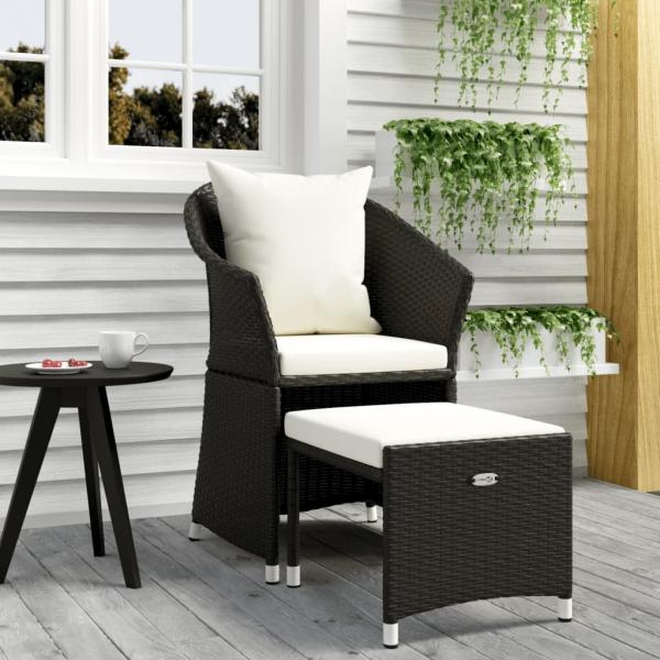 ARDEBO.de - 2-tlg. Garten-Lounge-Set mit Kissen Schwarz Poly Rattan