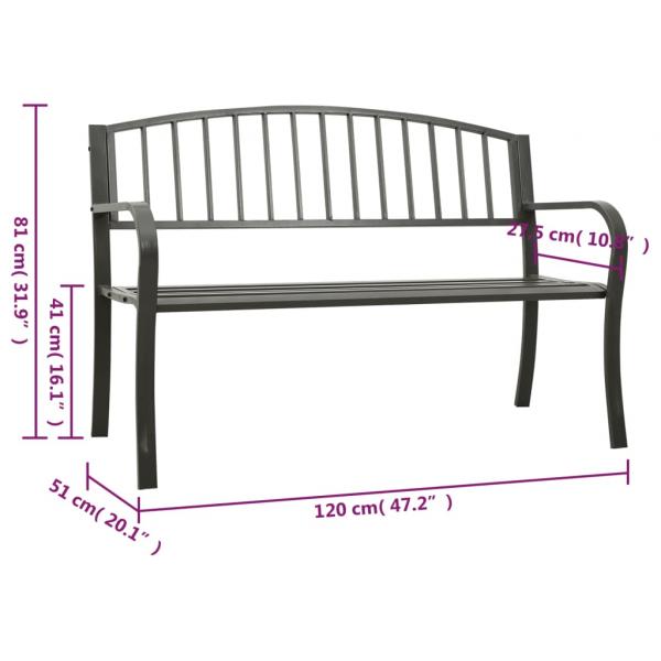 Gartenbank Grau 120 cm Stahl