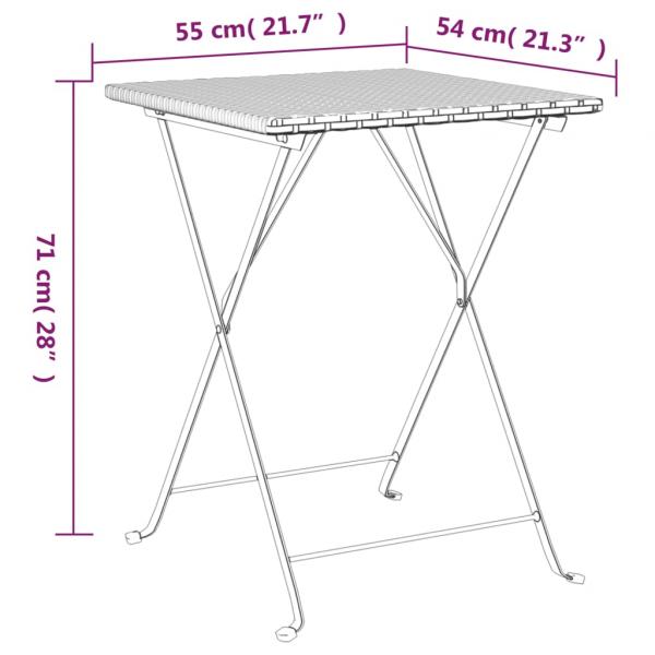 3-tlg. Bistro-Set Klappbar Schwarz Poly Rattan