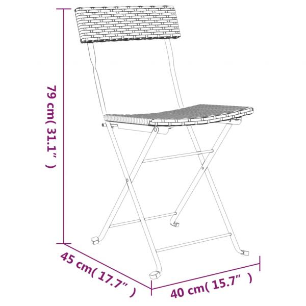 3-tlg. Bistro-Set Klappbar Schwarz Poly Rattan