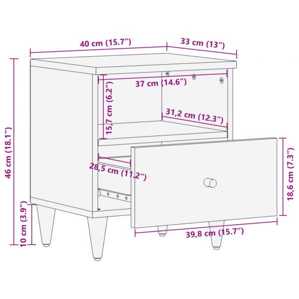 Nachttisch 40x33x46 cm Massivholz Mango