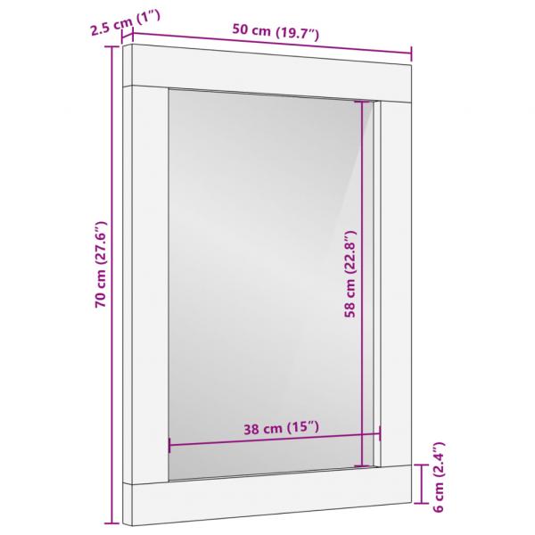 Badspiegel 50x70x2,5 cm Massivholz Mango und Glas