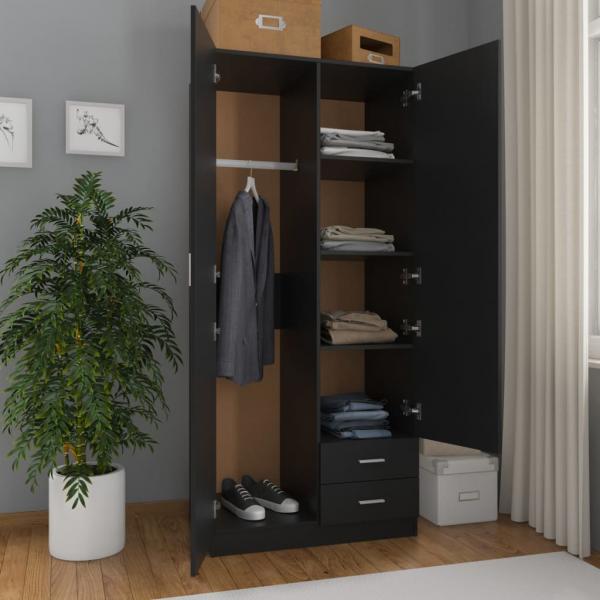 Kleiderschrank Schwarz 80x52x180 cm Holzwerkstoff