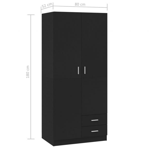 Kleiderschrank Schwarz 80x52x180 cm Holzwerkstoff