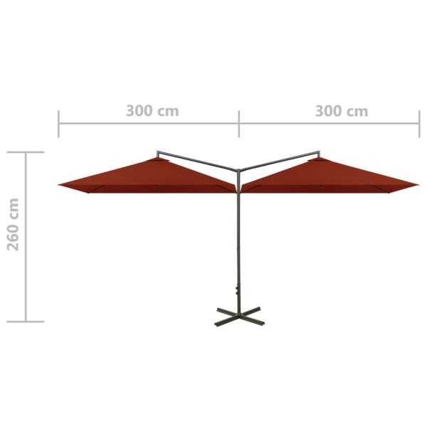 Doppel-Sonnenschirm mit Stahlmast Terracotta-Rot 600x300 cm