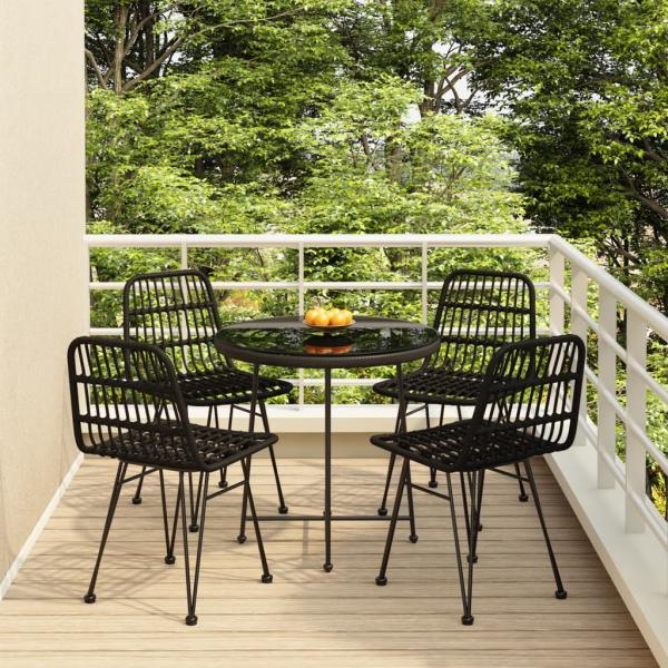 ARDEBO.de - 5-tlg. Garten-Essgruppe Schwarz Poly Rattan