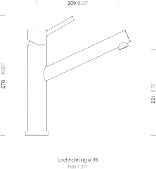 Schock Altos W Einhebelmischer, Vor-Fenster-Armatur, Hochdruckarmatur, Edelstahl massiv (529005EDM)