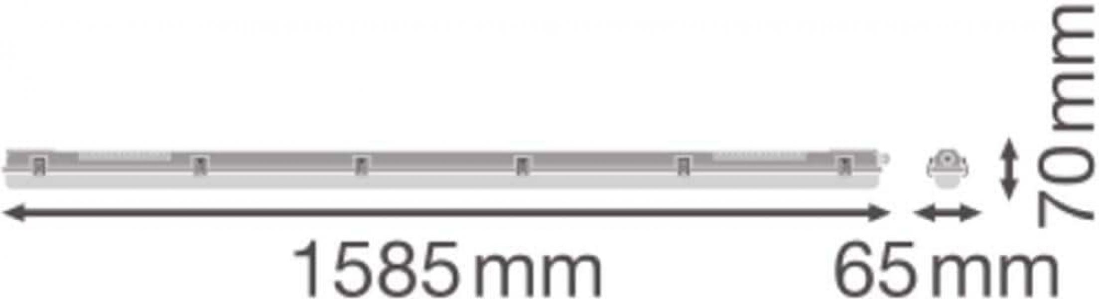 LEDVANCE DAMP PROOF HOUSING GEN 3 1500 P 1XLAMP I, Feuchtraumleuchte, T8-LED-Lampen, IP65, 220-240V, G13, grau (4099854118159)