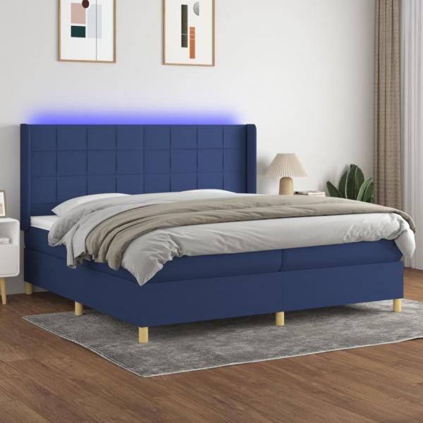 ARDEBO.de - Boxspringbett mit Matratze & LED Blau 200x200 cm Stoff